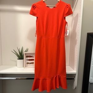 Ruffled Puff Sleeve Midi Dress